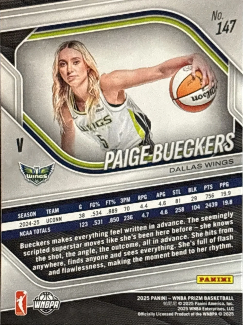 Panini Prizm Paige Bueckers Dallas Wings Rookie Basketball Card